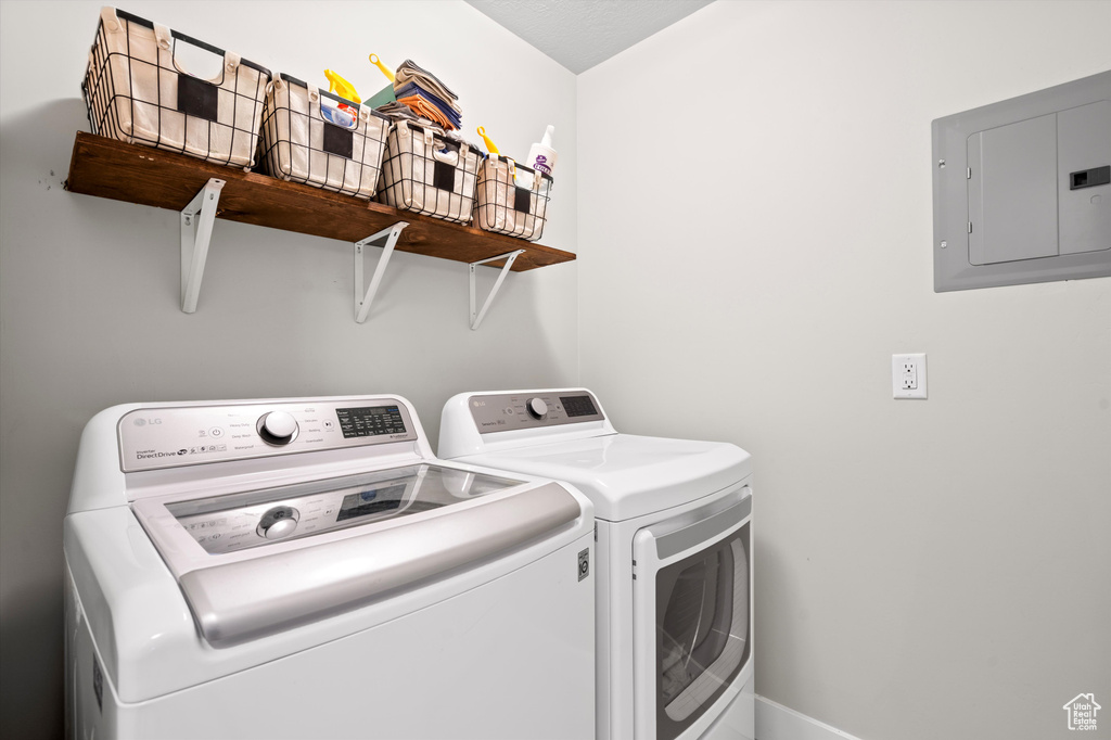 Laundry room featuring washer and dryer