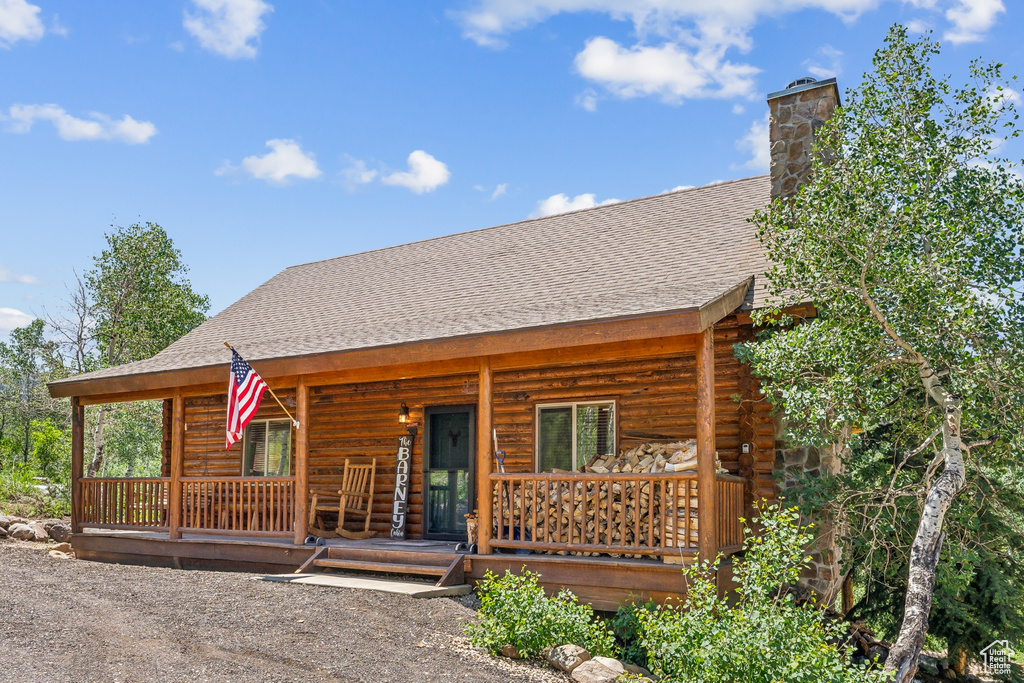 View of log home