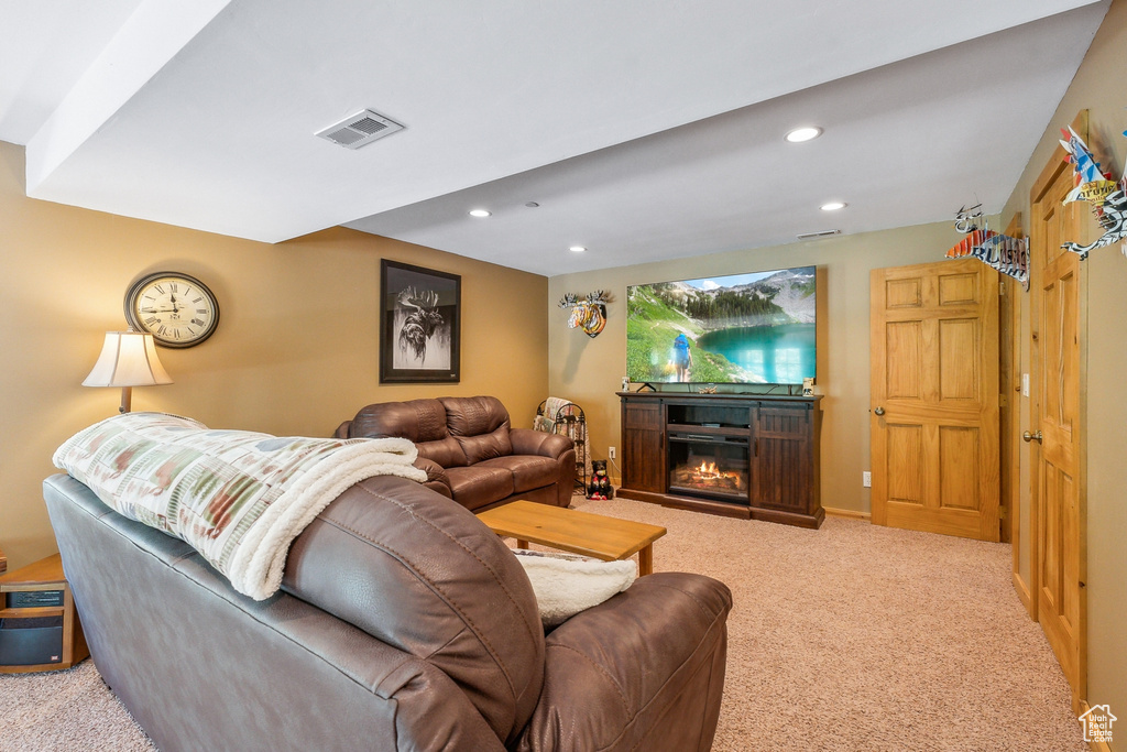 View of carpeted living room