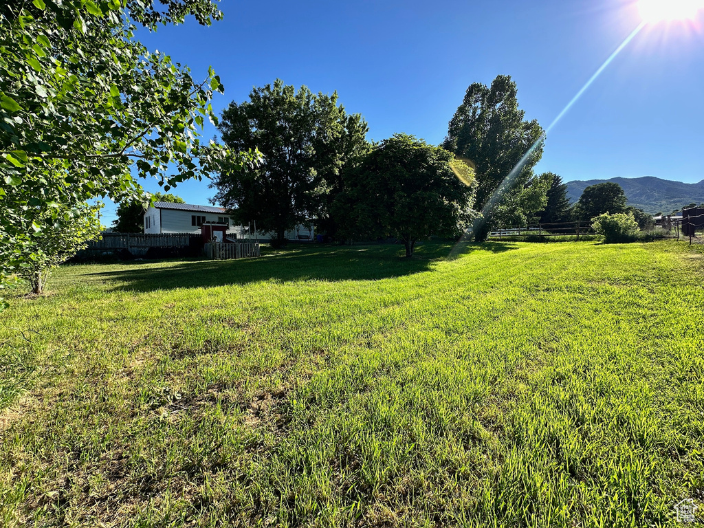 View of yard with a mountain view