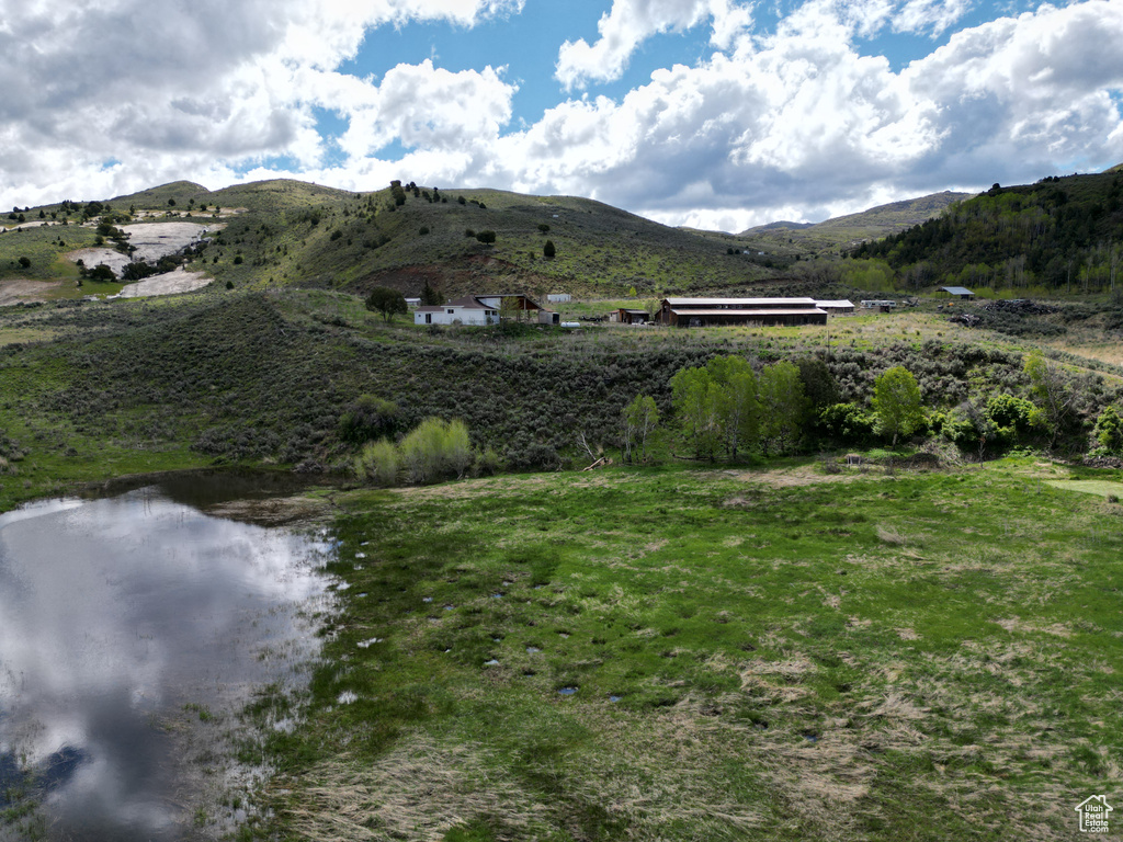 View of mountain feature with a water view