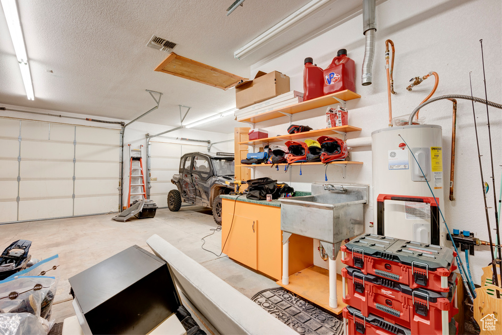 Garage with electric water heater