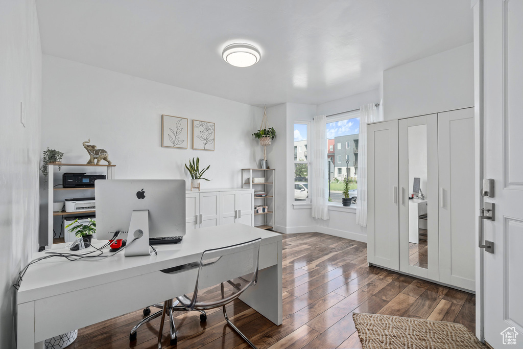 Office featuring wood-type flooring