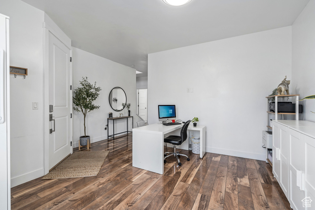 Office with wood-type flooring