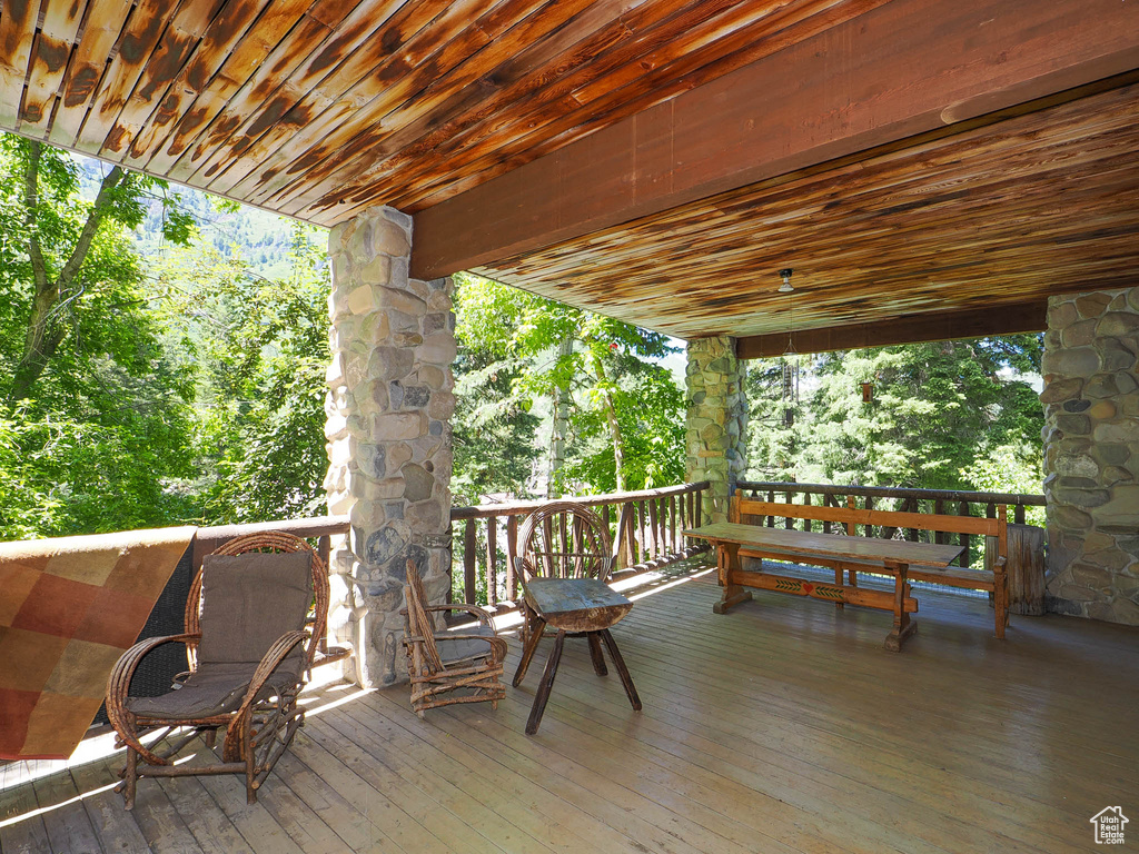 View of wooden deck