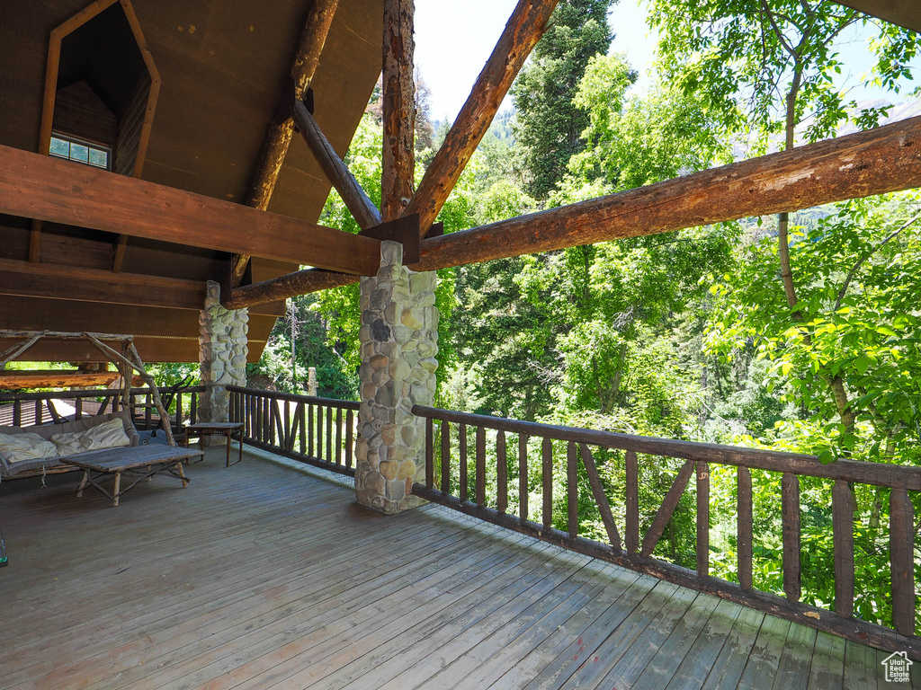 View of wooden deck