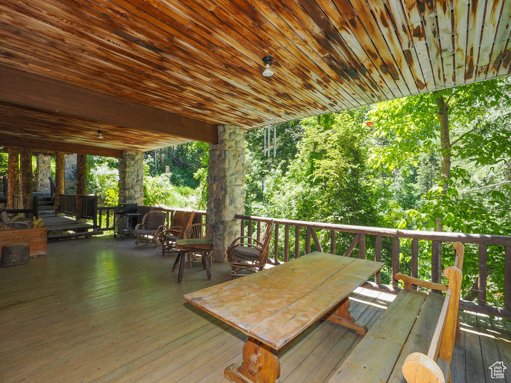 View of wooden deck