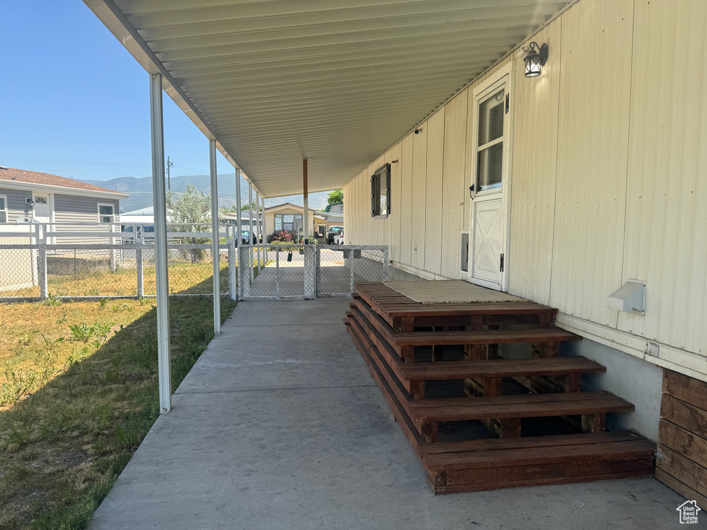 Exterior space with a mountain view