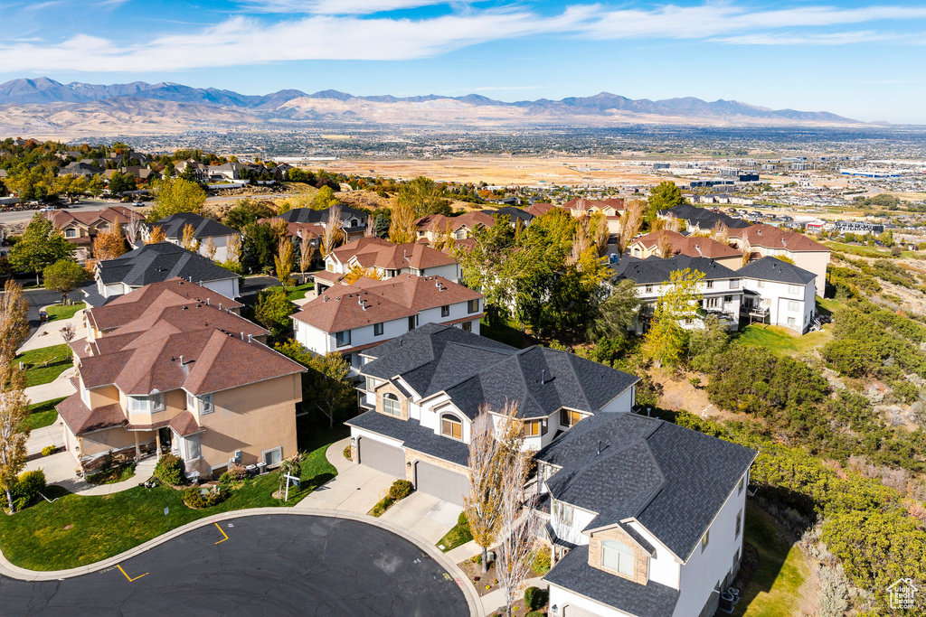 Drone / aerial view with a mountain view