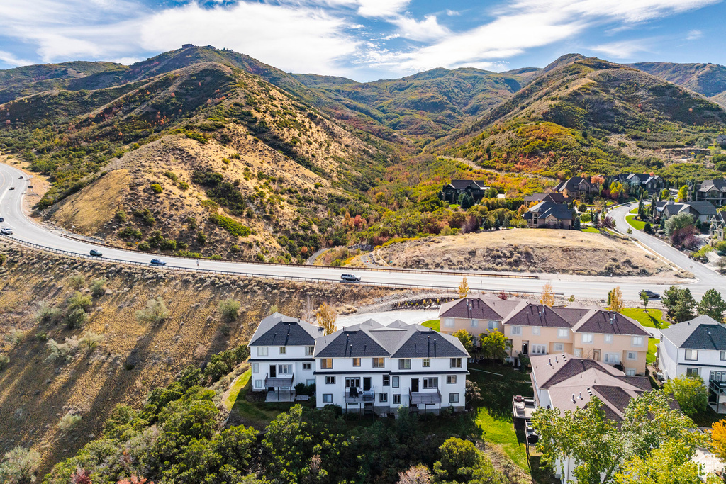 Aerial view with a mountain view