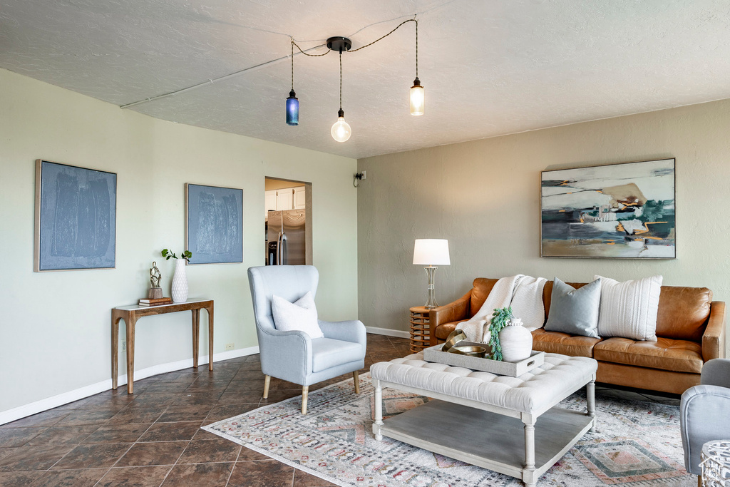 View of tiled living room