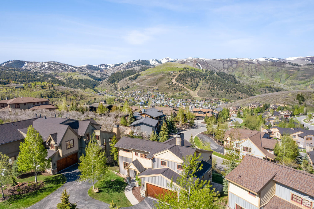 Drone / aerial view with a mountain view