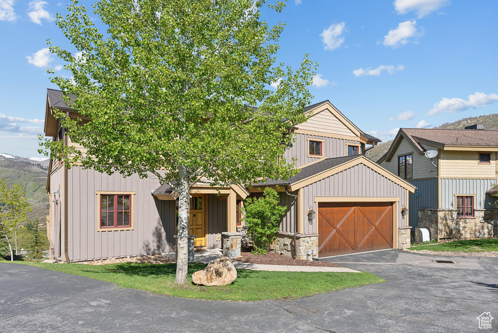 View of front of home with a garage