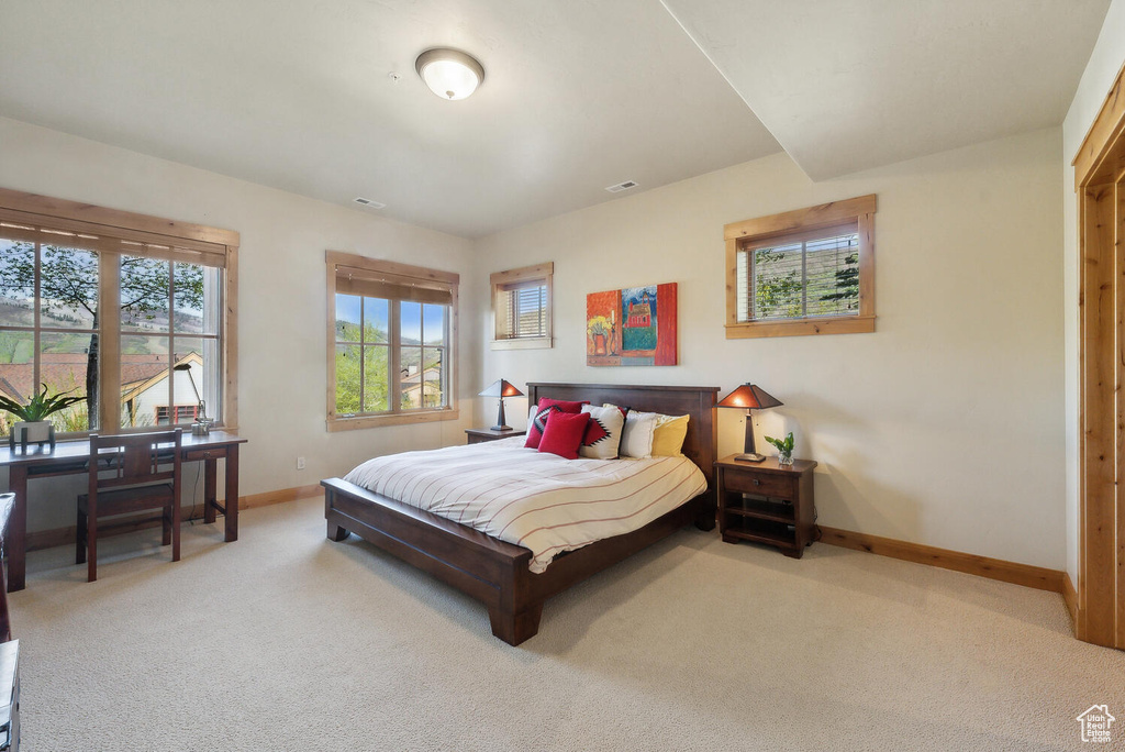 Bedroom featuring carpet