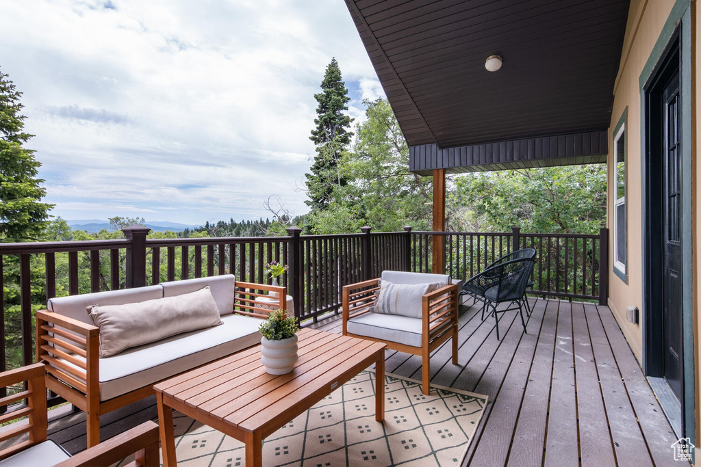 Deck featuring an outdoor living space