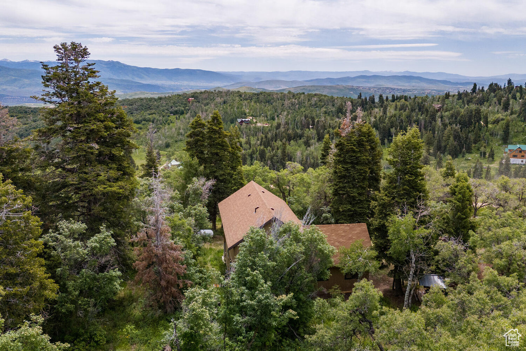 Drone / aerial view with a mountain view