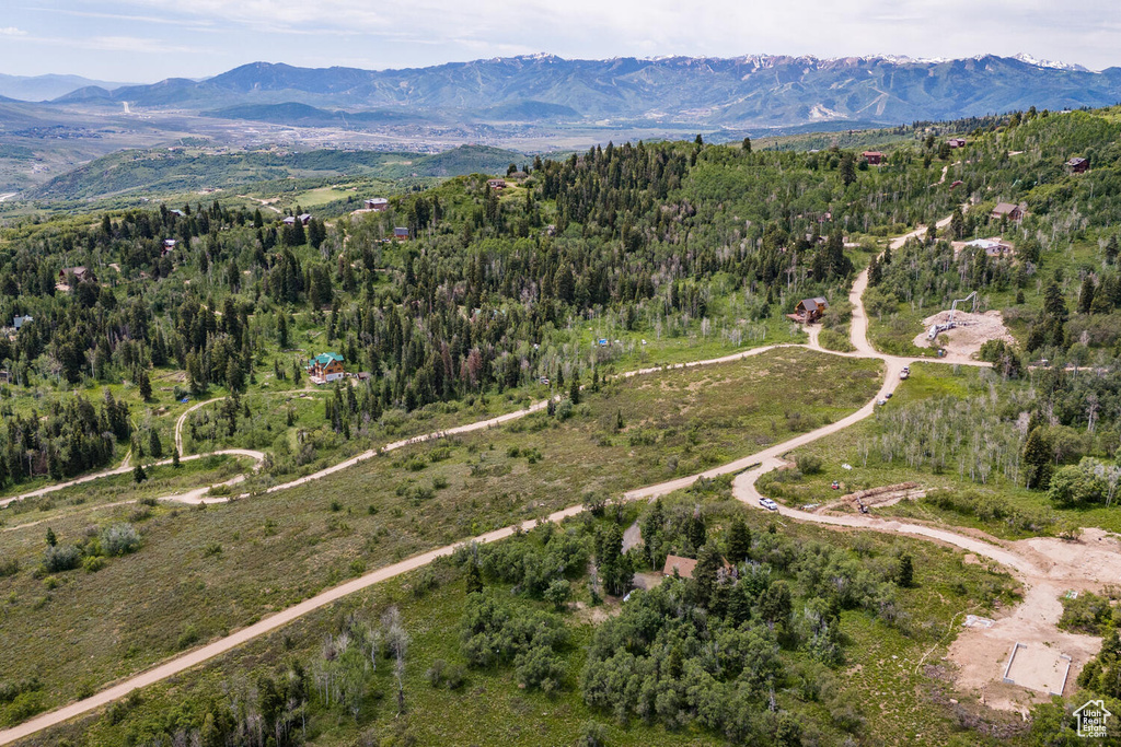 Aerial view with a mountain view