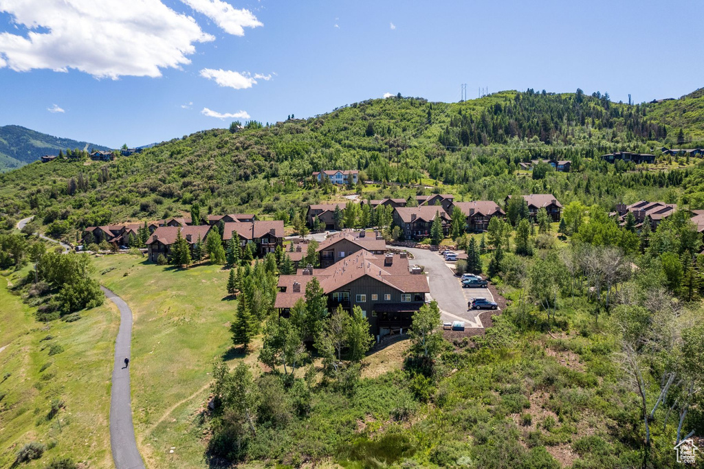 Drone / aerial view with a mountain view