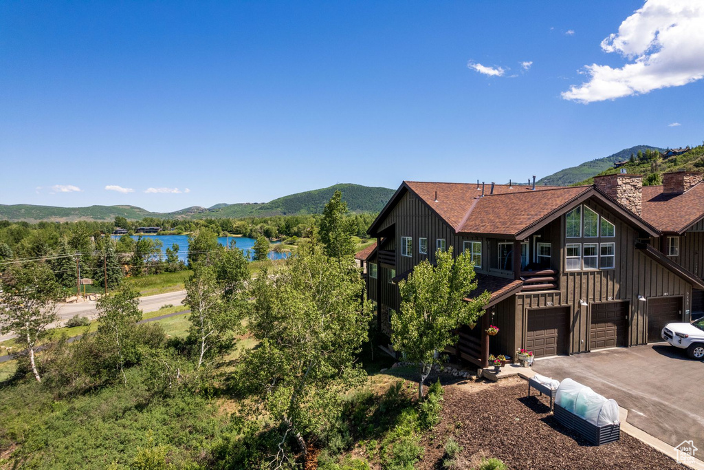 Exterior space featuring a water view