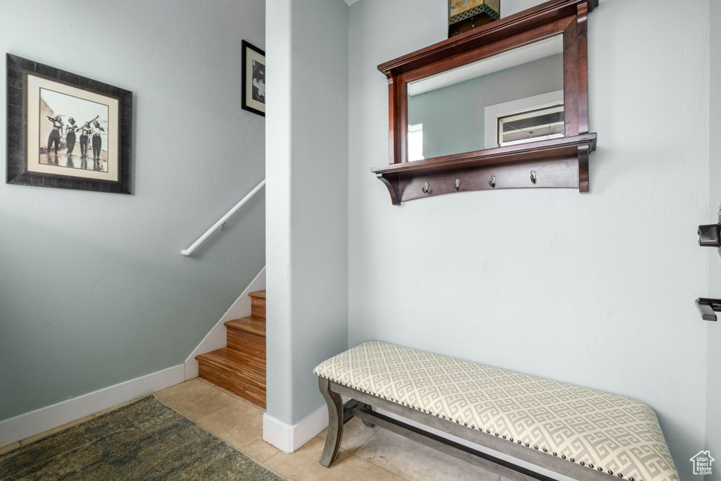 Mudroom with tile floors