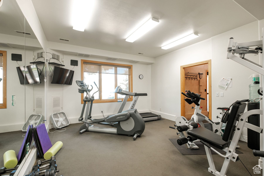 Workout room with carpet