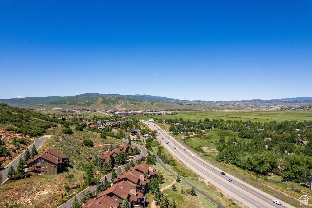 Aerial view featuring a mountain view