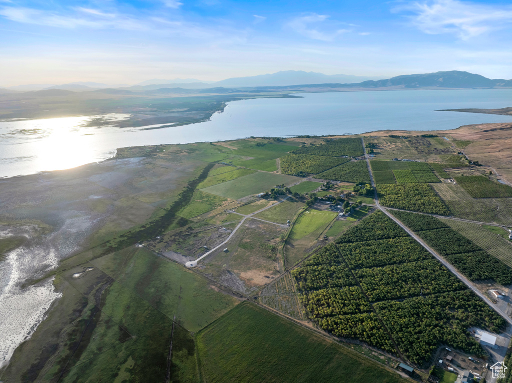 Bird's eye view with a rural view and a water and mountain view