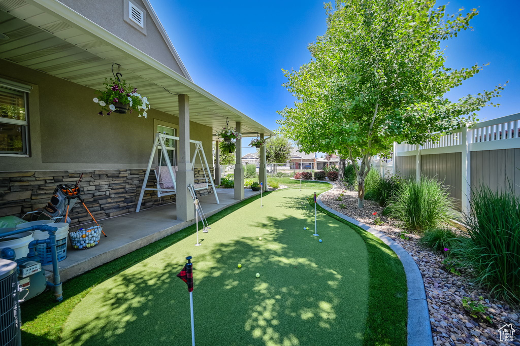 View of yard featuring a patio area