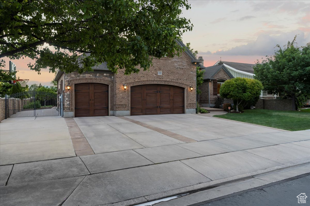 View of front of home with a garage