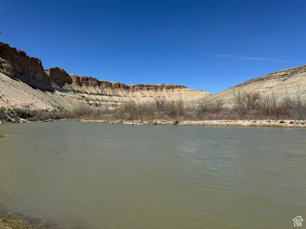 Water view featuring mountains