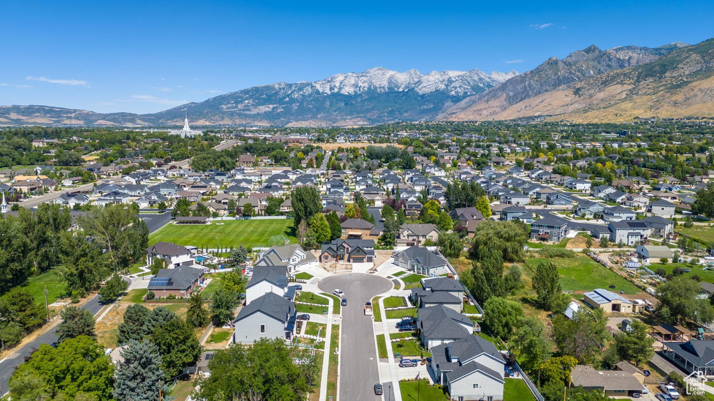 Drone / aerial view with a mountain view