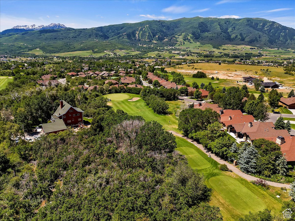 Aerial view with a mountain view