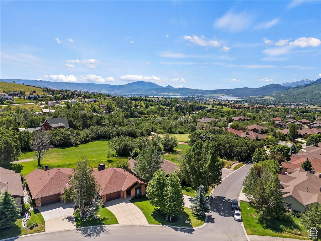 Drone / aerial view with a mountain view