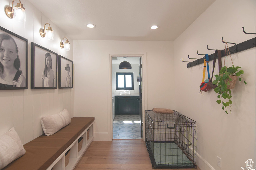 Mudroom featuring hardwood / wood-style floors