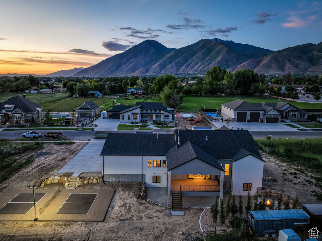 Mountain view with nearby suburban area