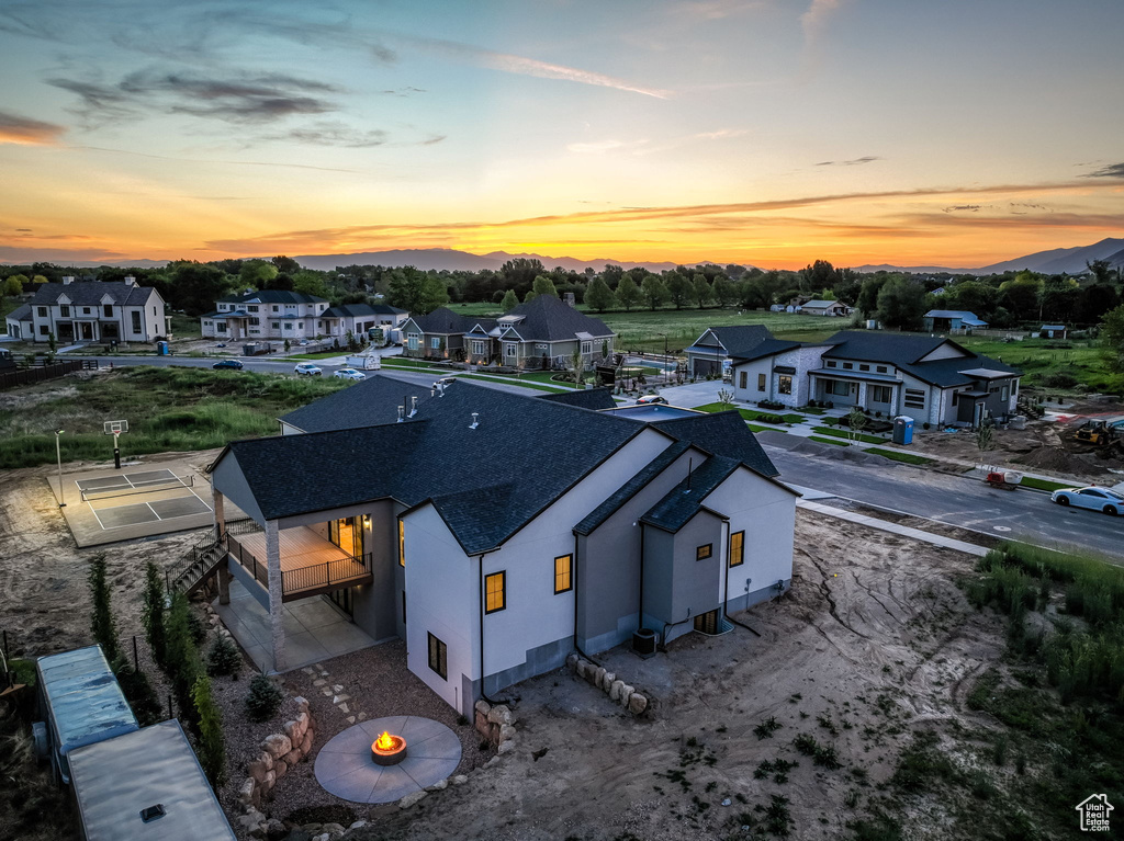 Aerial view of residential area
