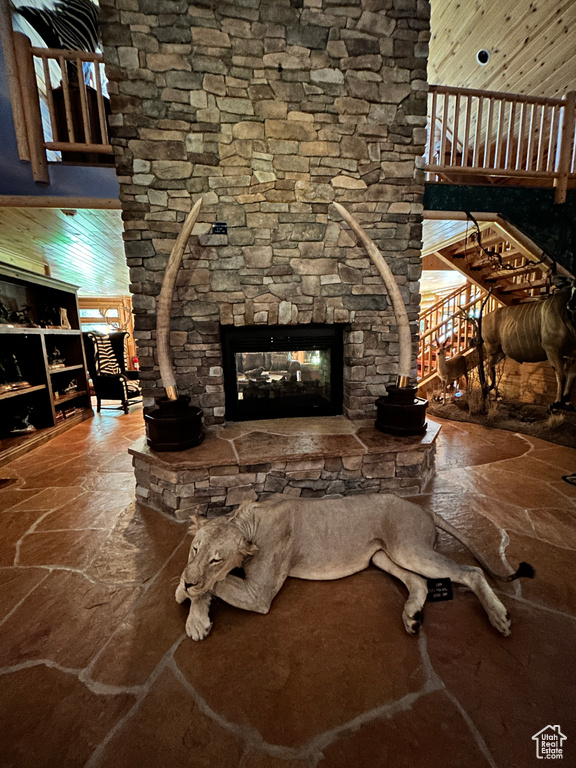 Living room featuring a fireplace