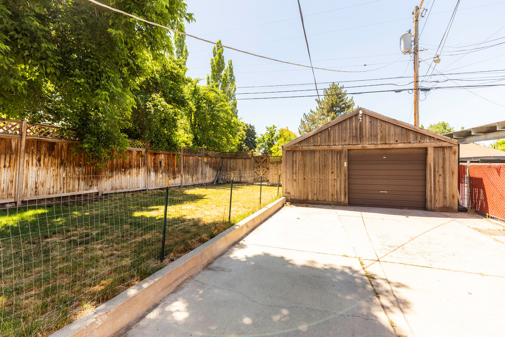 Garage with a yard