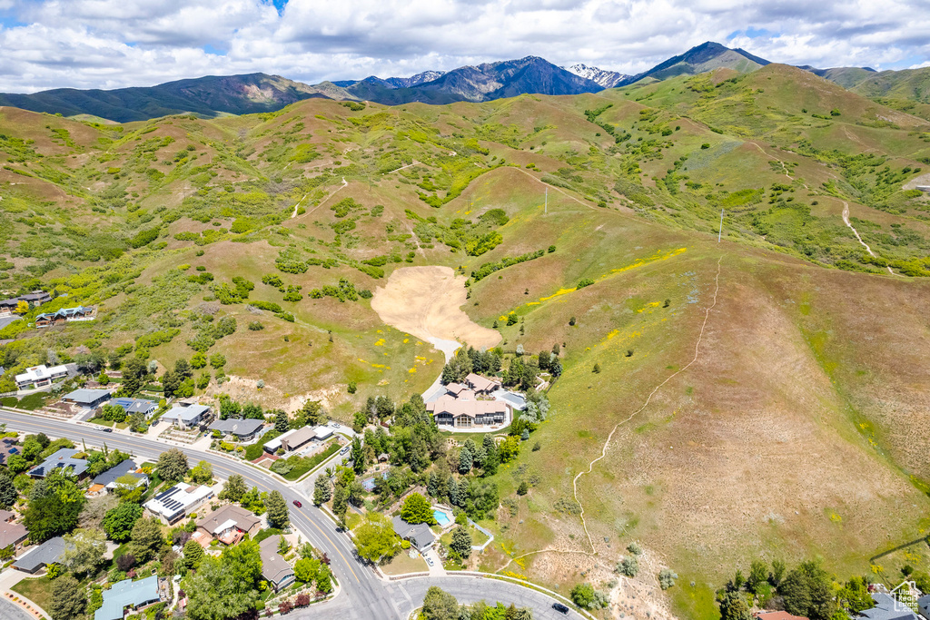 Drone / aerial view with a mountain view