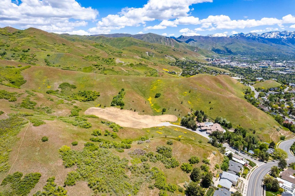 Aerial view with a mountain view