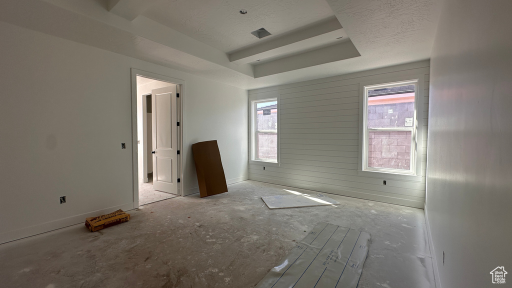 Unfurnished room with a textured ceiling