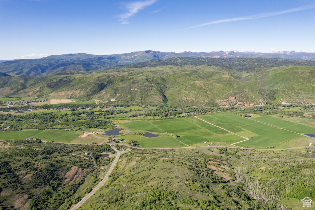 Birds eye view of property with a mountain view and a rural view