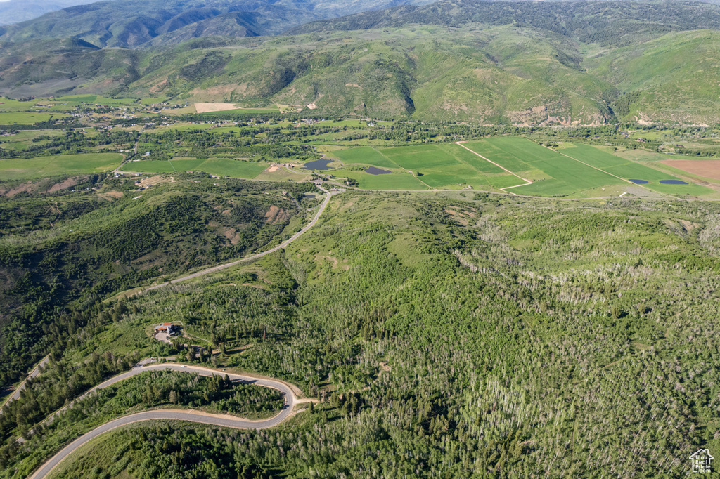 Aerial view with a mountain view