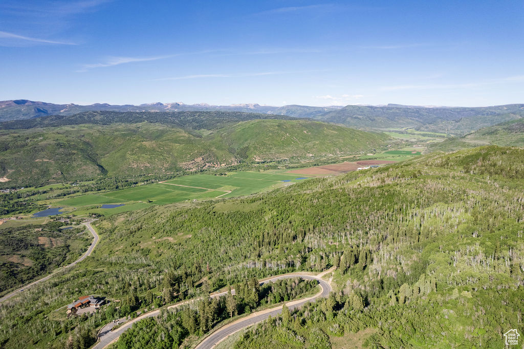 Aerial view featuring a mountain view