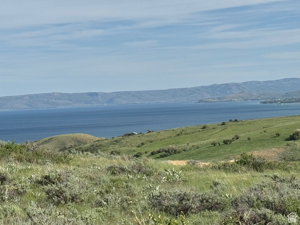 Water view with a mountain view