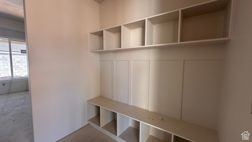 Mudroom with concrete flooring