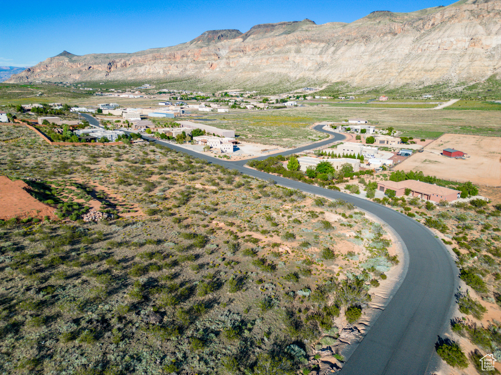 Aerial view featuring a mountain view