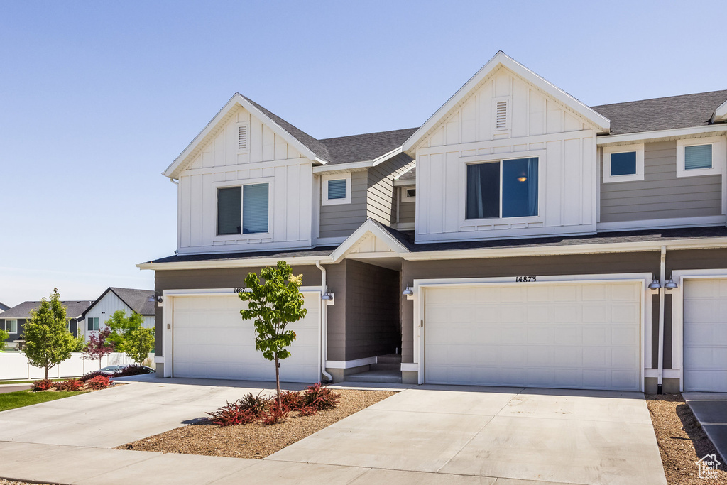 View of front of house with a garage