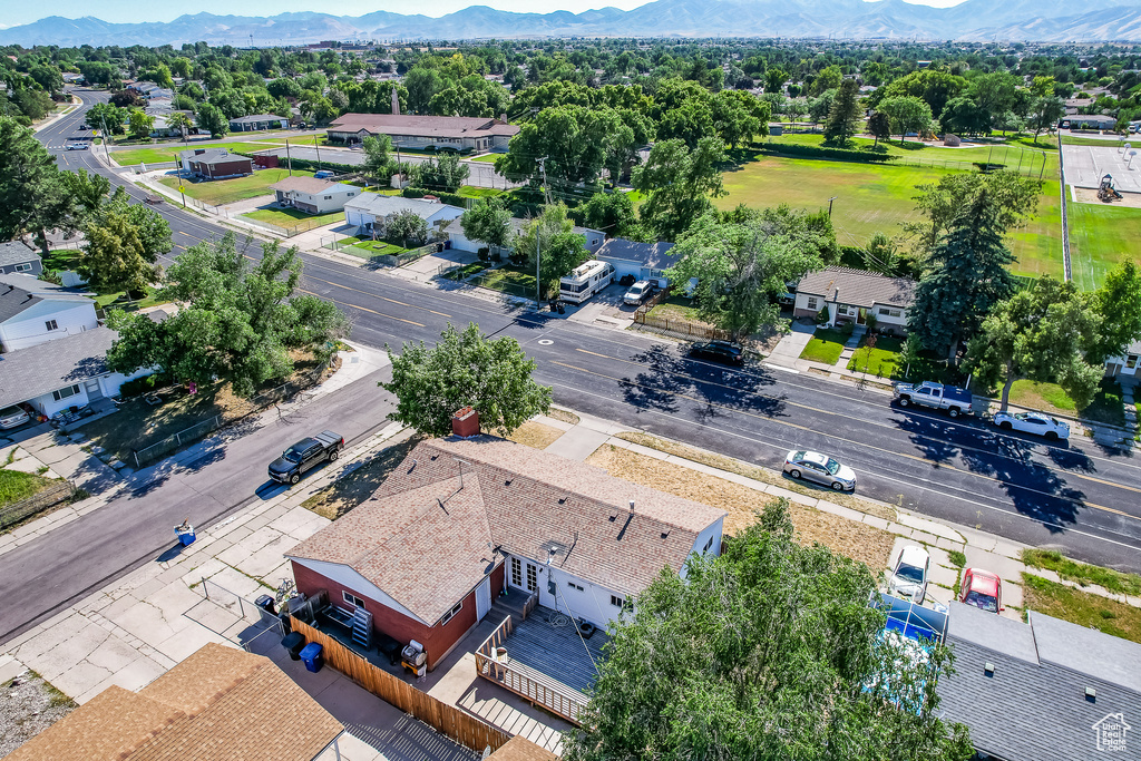 Drone / aerial view with a mountain view