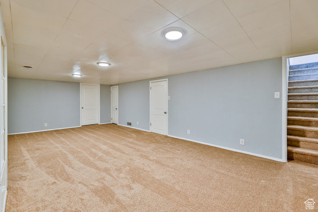 Basement featuring carpet floors